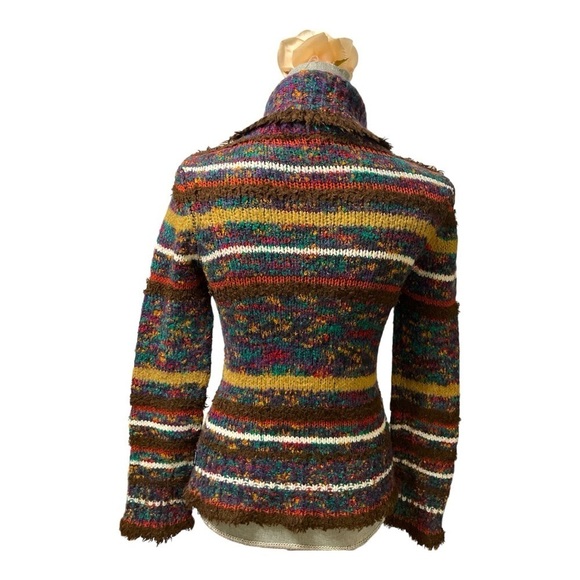 ONLY Women’s Multicolor Knit Rollneck Sweater Size S Boho Chunky Stripe Pullover - Picture 3 of 13